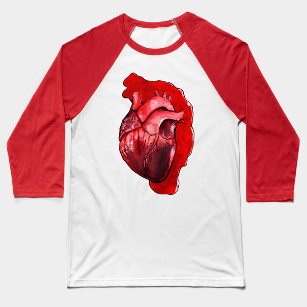 Human Heart Baseball T-Shirt by Heather Dorsch Creations